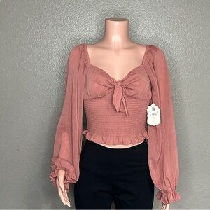 Altar’d state dusty rose Sheer sleeve top size large